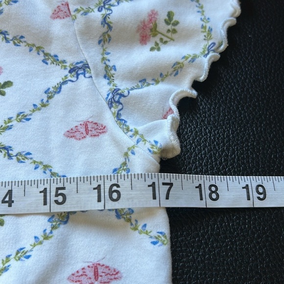 Hill House The Nina Pajama Top in Pastel Trellis White Pink Short Sleeve Sz XS - Picture 10 of 11